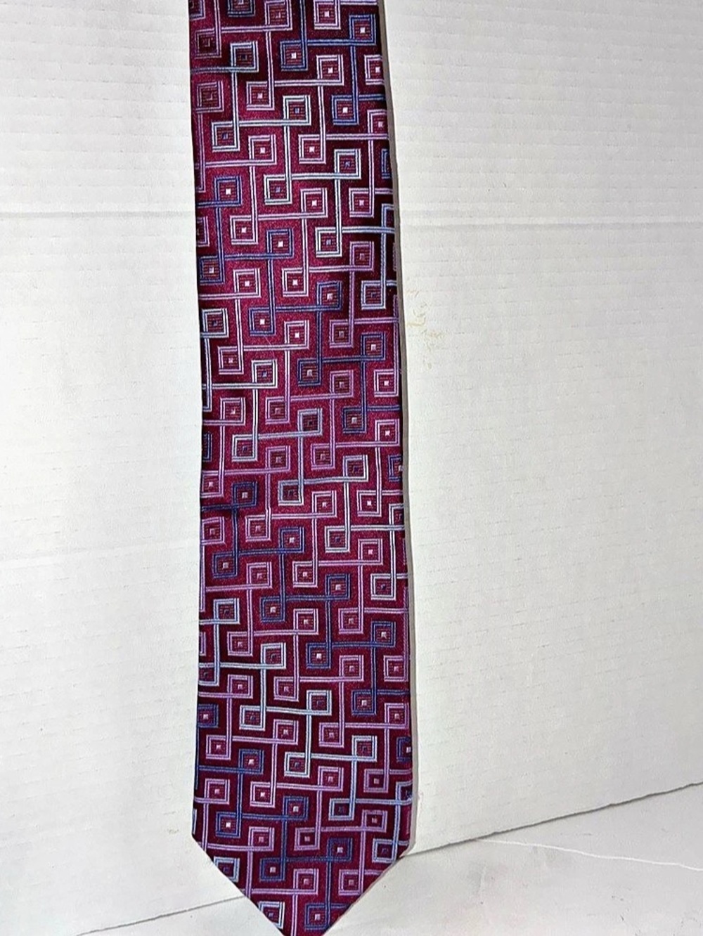 Michael Kors Geometric Silk Tie in Red & Blue